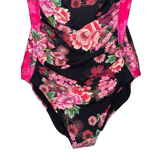 JOHNNY WAS PINK FLORAL RUCHED ONE PIECE. - RETAIL $198 - Picture 13 of 16
